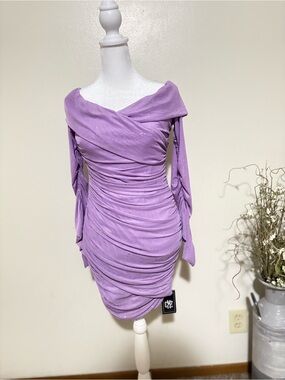 Elegant Purple Off-Shoulder Dress